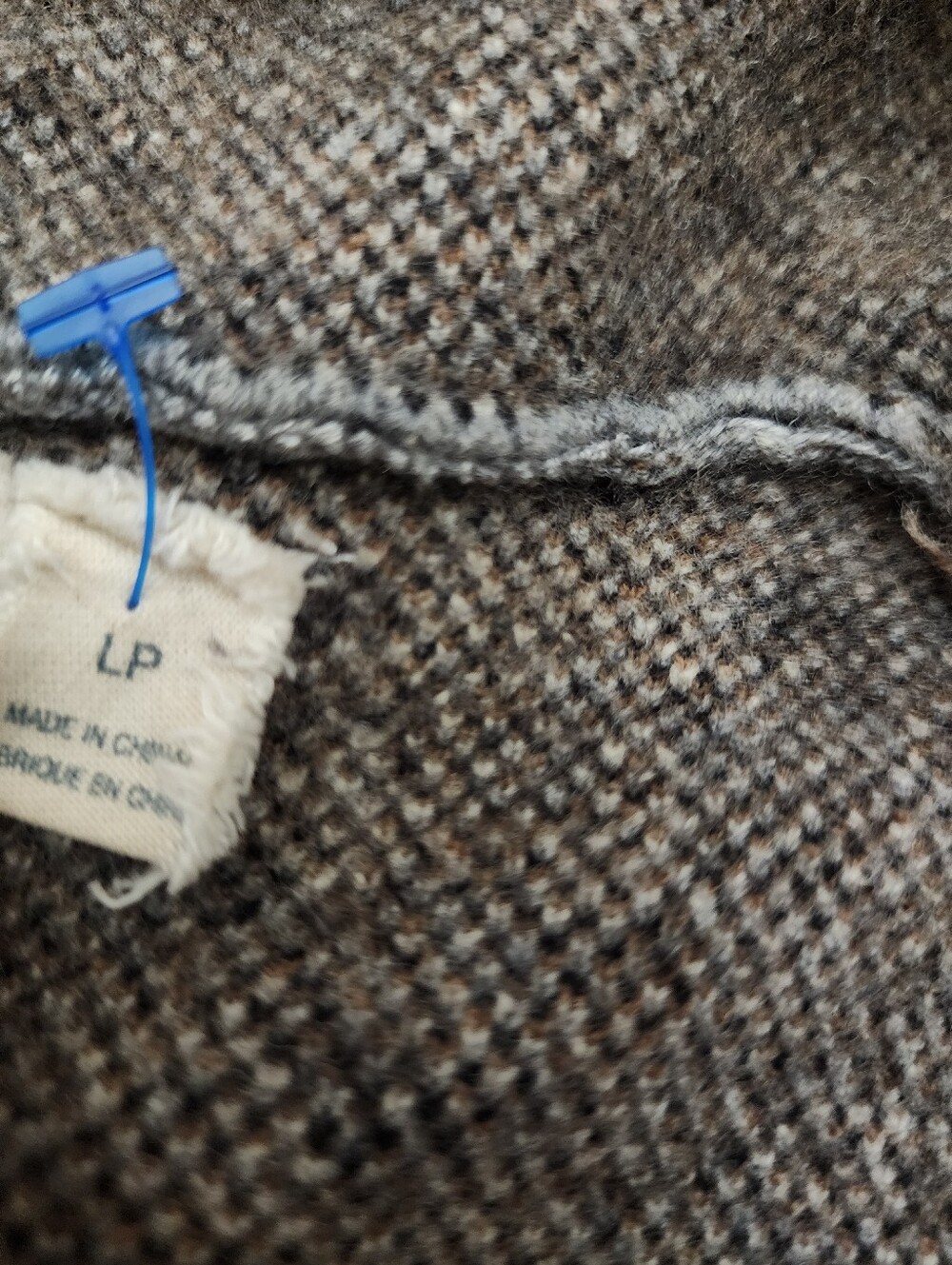 Anthropologie Field Flower Josefa Wool Sweater Coat Size M/L PETITE Taupe Plaid - Picture 5 of 9